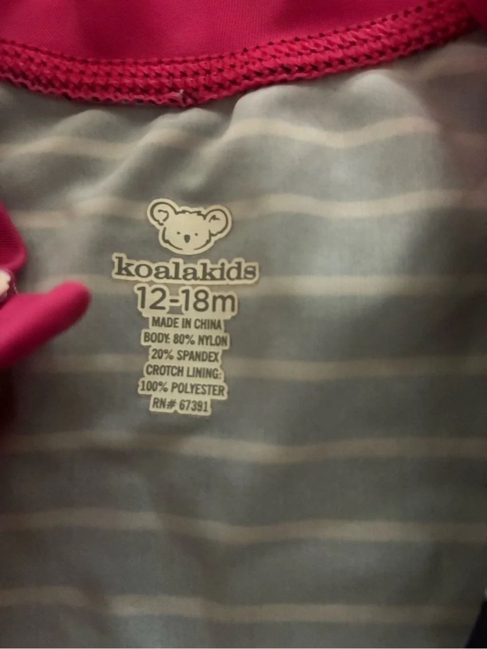 Koalakids Girl’s 12-18m Rash Guard One Piece Swim Suit